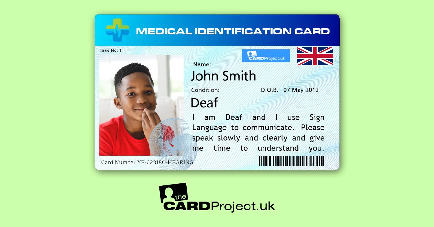 Deaf, Sign Language, Premium Photo Medical ID Card  (FRONT)